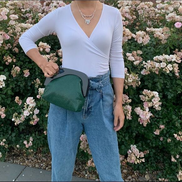 Handmade Genuine Embossed Leather, Wooden Frame Clutch/Crossbody/Evening Bag - Picture 9 of 12